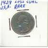 Image 1 : 1939 Less Curl RARE USA Quarter Dollar