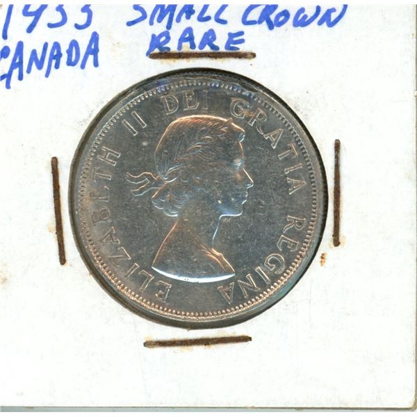 1955 Small Crown Canadian 50-Cent Coin RARE