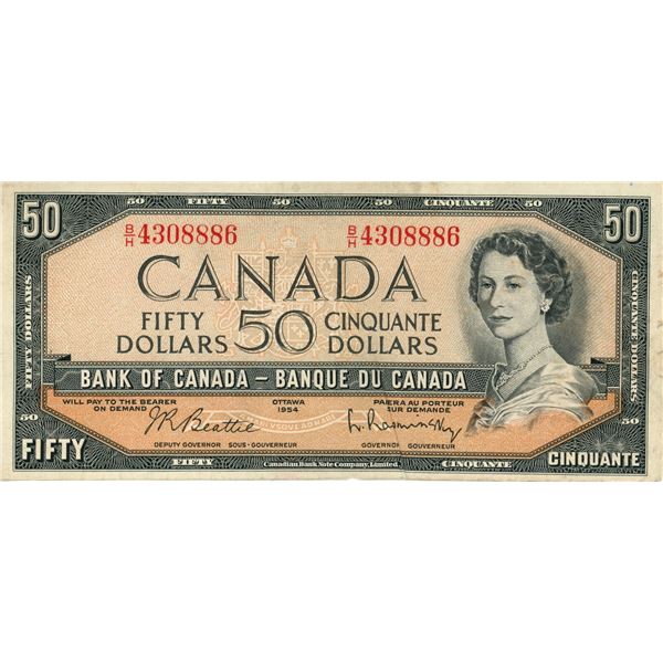 1954 Canadian 4308886 50 Dollar Bill