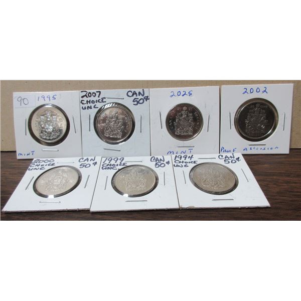 lot of 6 canadian half dollars,