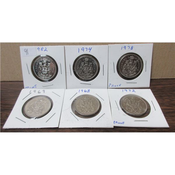 Lot of 7 canadian half dollars