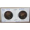 Image 1 : canadian toonies, 1999, 2000 mint