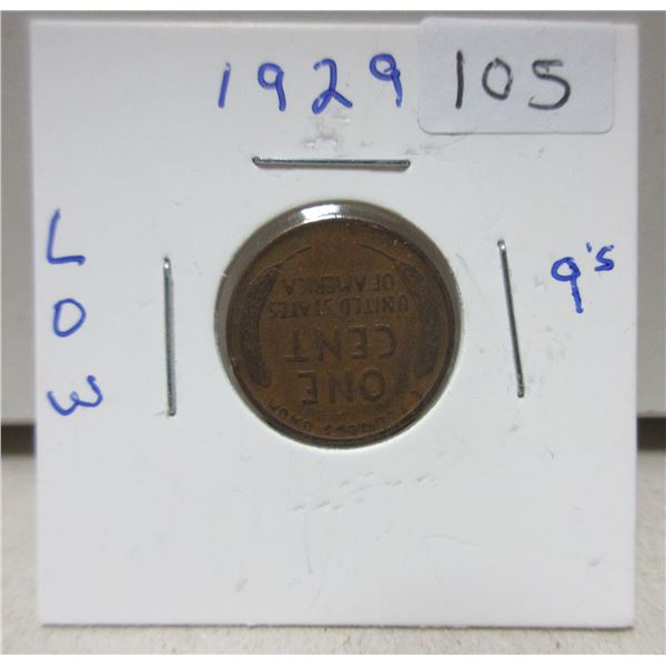 1929 canadian small cent low 9's