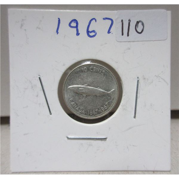1967 canadian cential dime -fish
