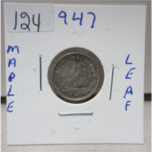 1947 ML canadian dime, maple leaf