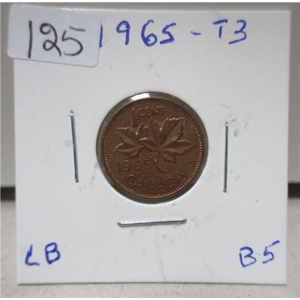 1965 canadian small cent, large beads