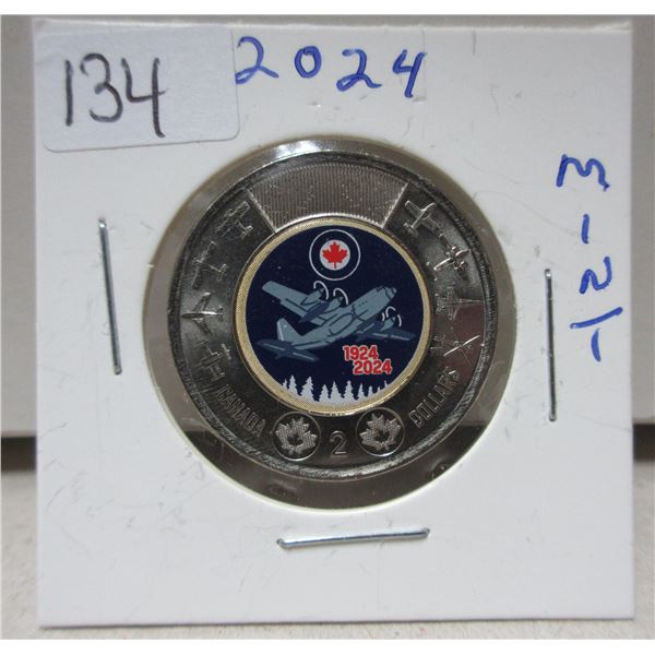 2024 canadian toonie, mint, RCAF in colour