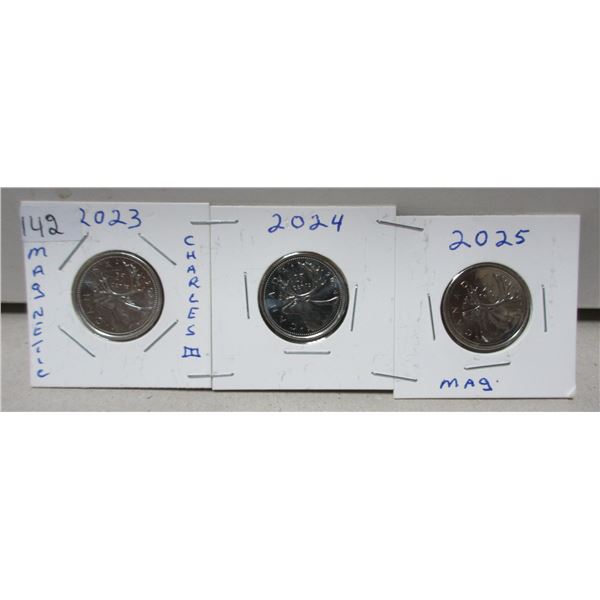 3x 2023-2025 canadian quarters, mint