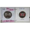 Image 1 : 2x2015 canadian quarters, canadian flag( coloured/ non- coloured)