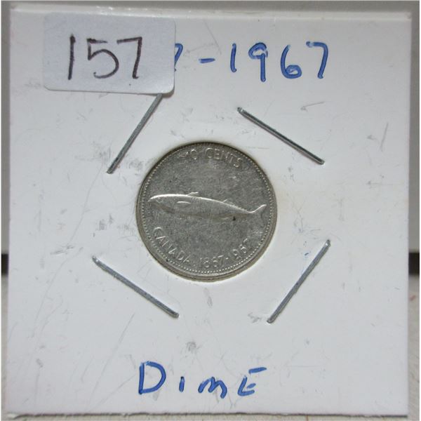 1967 canadian centennial dime- fish