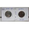 Image 1 : 2x2001 canadian qaurters, No P & P