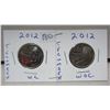 Image 1 : 2x2012 canadian quarters, tecumseh coloured / non-coloured