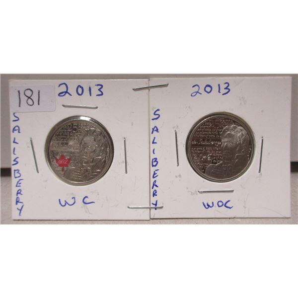 2x2013 canadian quarter, salisberry coloured/ non-colored