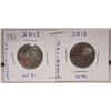 Image 1 : 2x2013 canadian quarter, salisberry coloured/ non-colored
