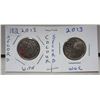 Image 1 : 2x2013 canadian quarters, secord colored/ non-colored