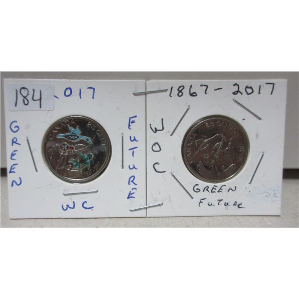 2x2017 canadian quarters, green future WC & WOC