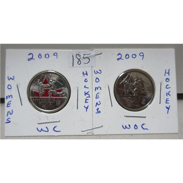 2x2009 canadian quarters, womens hockey, WC & WOC