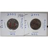 Image 1 : 2x2009 canadian quarters, mens hockey WC & WOC