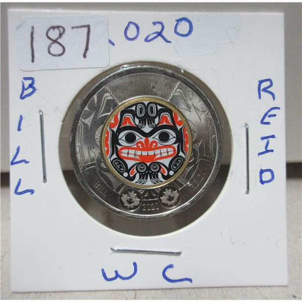 2020 canadian toonie, bill reid in colour