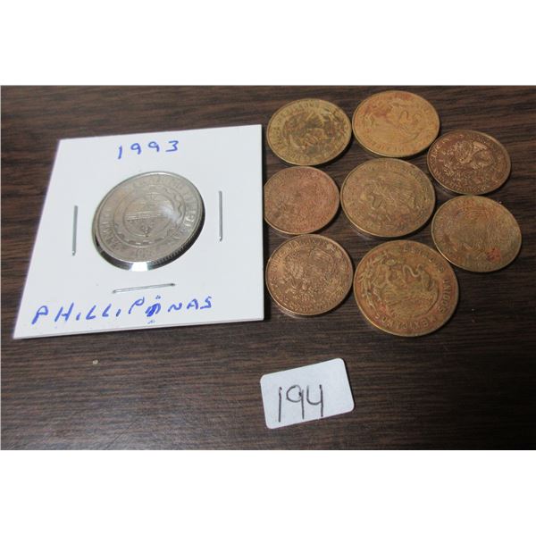 9 various foreign coins