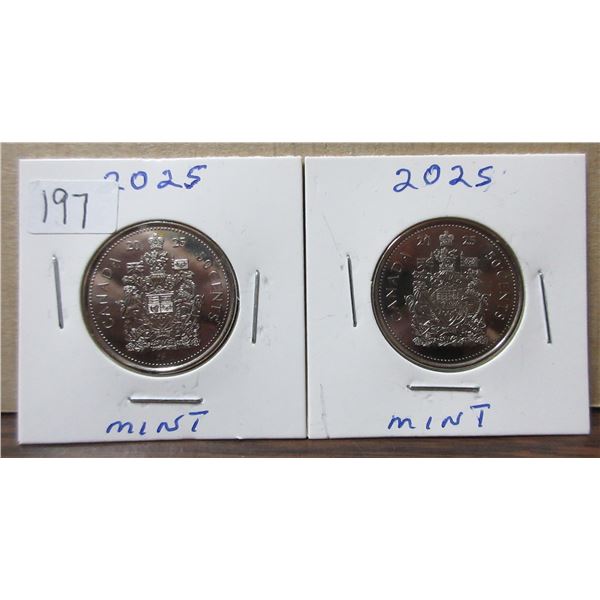 2x2025 canadian half dollars, mint