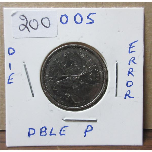 2005 canadian quarter, die erroe, DBLE P