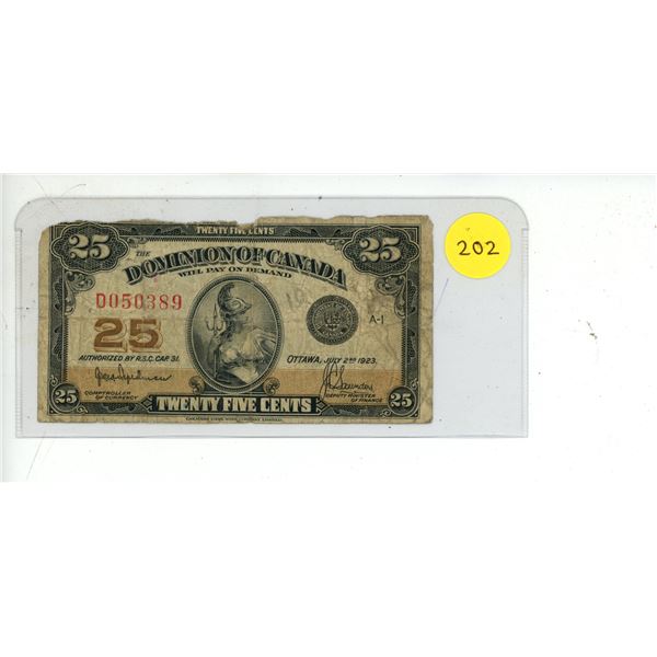 1-1923 .25 Cent Bill (Shinplaster) McCavour-Saunders