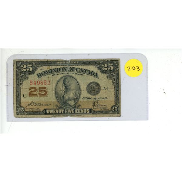1-1923 .25 Cent Bill (Shinplaster) McCavour-Saunders