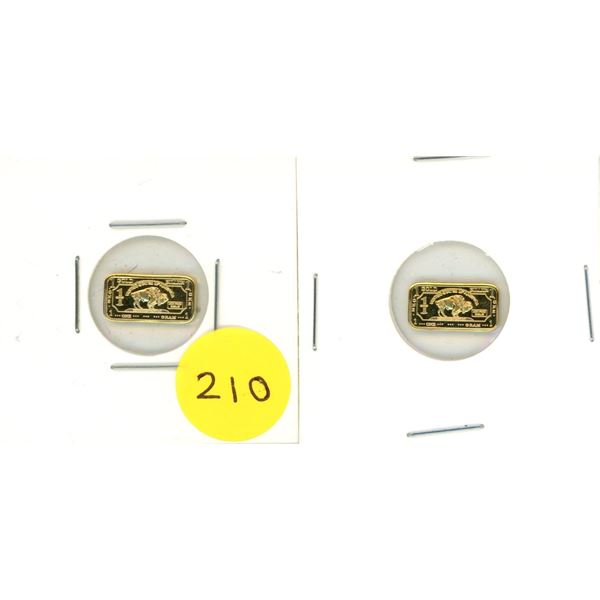 2-USA 1 Gram,100Mill .999 Fine Gold Bar (X2)