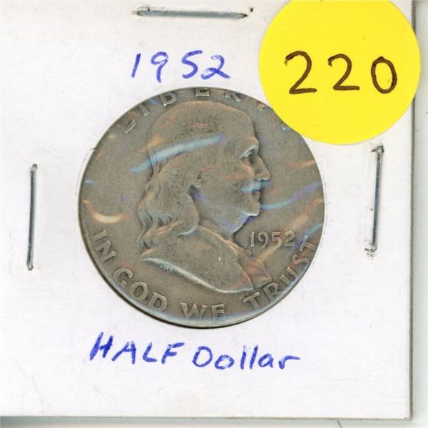 1-1952 .50 Cent Silver Coin USA