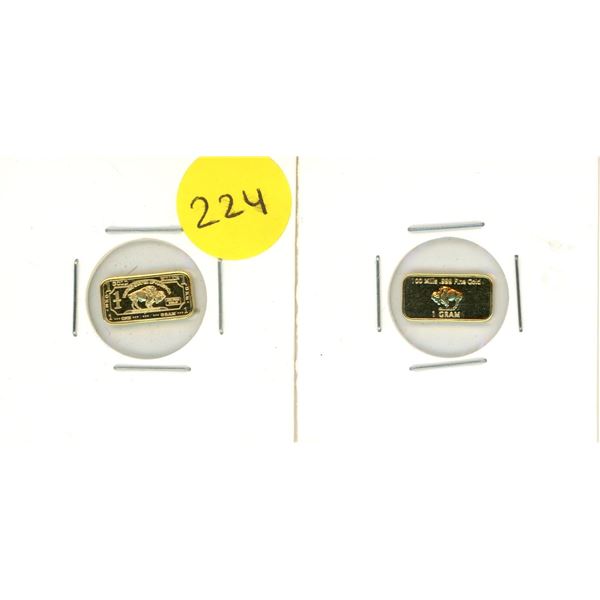 2-USA 1 Gram100Mill .999 Fine Gold Bars (X2)