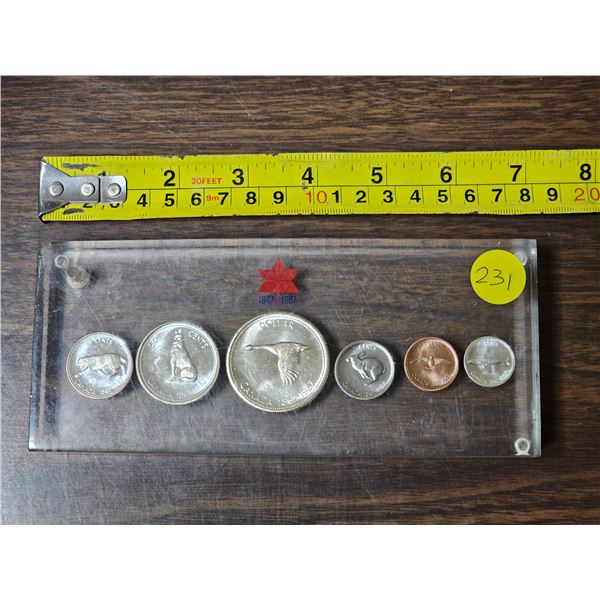 1967 Canadian Centennial Coin Set in Epoxy Resin