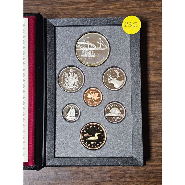 1991 Canadian Coin Proof Set in Original Box.  Includes .500 Silver Commemorative Frontenac 1 Dollar