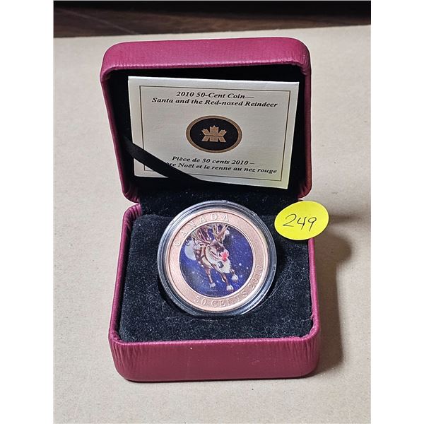2010 50 cent Lenticular Coin "Santa and the Red-Nosed Reindeer". Royal Canadian Mint
