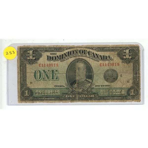1923 Dominion of Canada One Dollar.