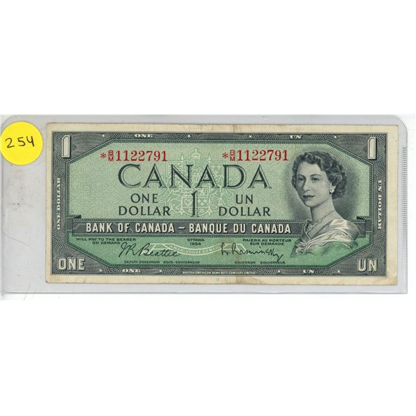 1954 Canada One Dollar.