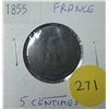Image 1 : 1855 French 5 Centimes Coin.