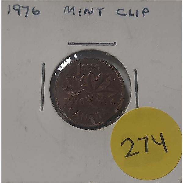 1976 Canadian 5 Cents Coin - Mint Clip.