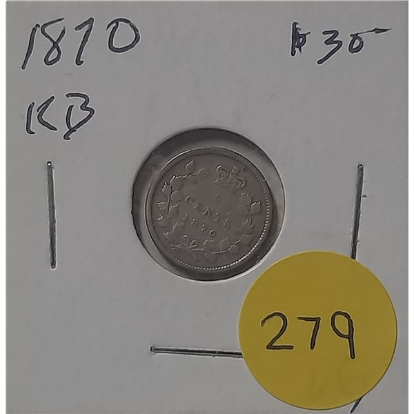 1870 Canada Silver 5 Cents Coin.