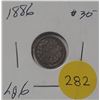 Image 1 : 1886 H Canada Silver 5 Cents Coin.