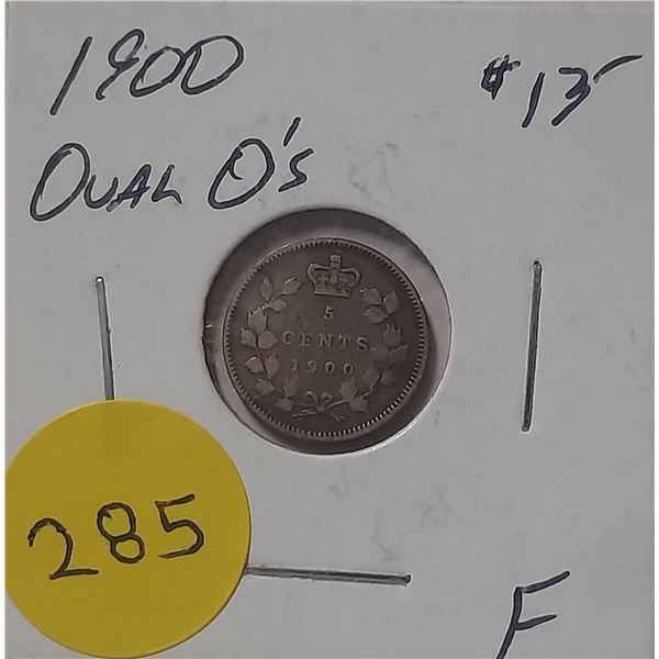 1900 Canada Silver 5 Cents Coin.