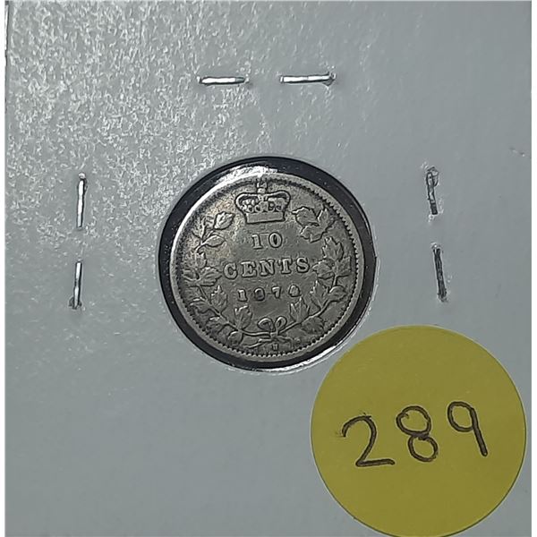 1874 Canada Silver 10 Cents Coin.