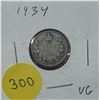 Image 1 : 1934 Canada Silver 10 Cents Coin.
