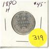 Image 1 : 1890 H Canada Silver 25 Cents Coin.