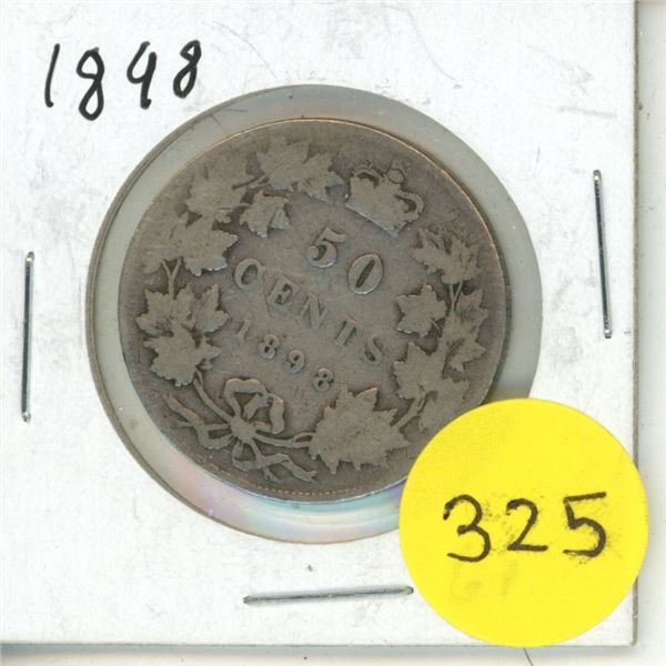 1898 Canada Silver 50 Cents Coin.