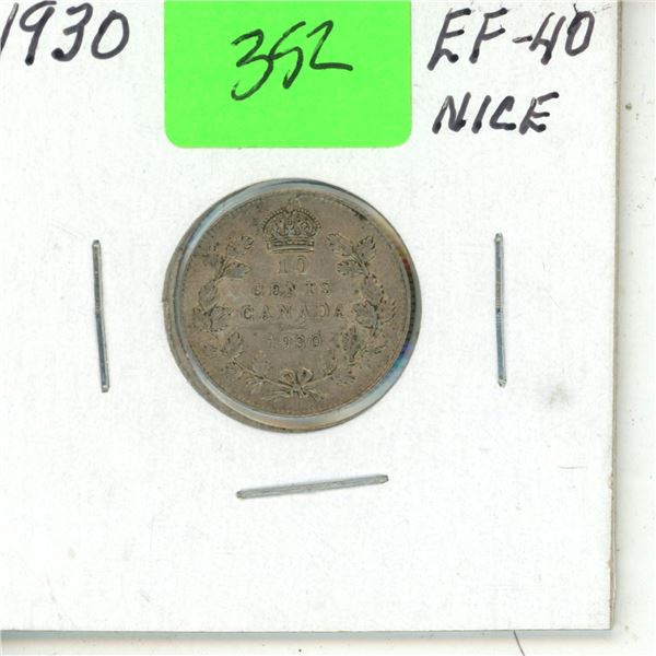 1930 Canadian 10 cent coin