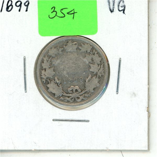 1899 Canadian Large Silver 25 Cents