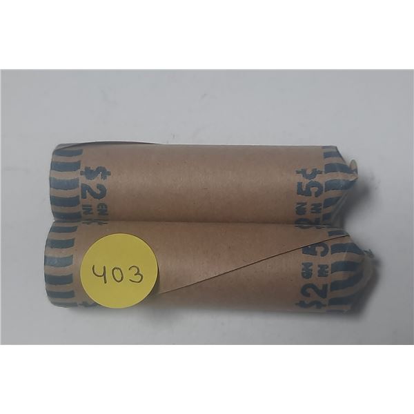 Roll of 1983 and 1974 Canada 5 Cents Coin.