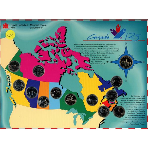 Canada 125th Anniversary of Confederation Coin Set.
