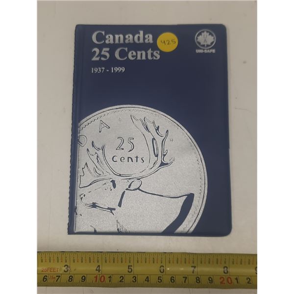 Canada 25 Cents 1937-1999 Binder. (It includes 1967 Canada Silver Coin and etc - Total 24 Coins)